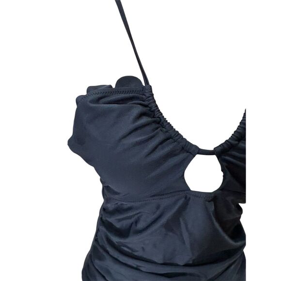 Beachsissi Women's Black Tankini Top M Crisscross Open Back Removable Pads - Picture 2 of 10